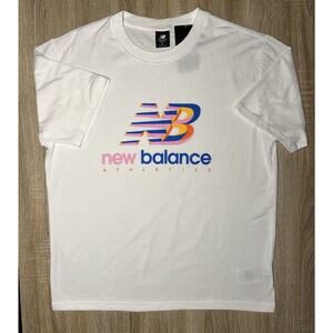 New Balance AMT21503 Amplified Logo Short Sleeve T-Shirt White NWT